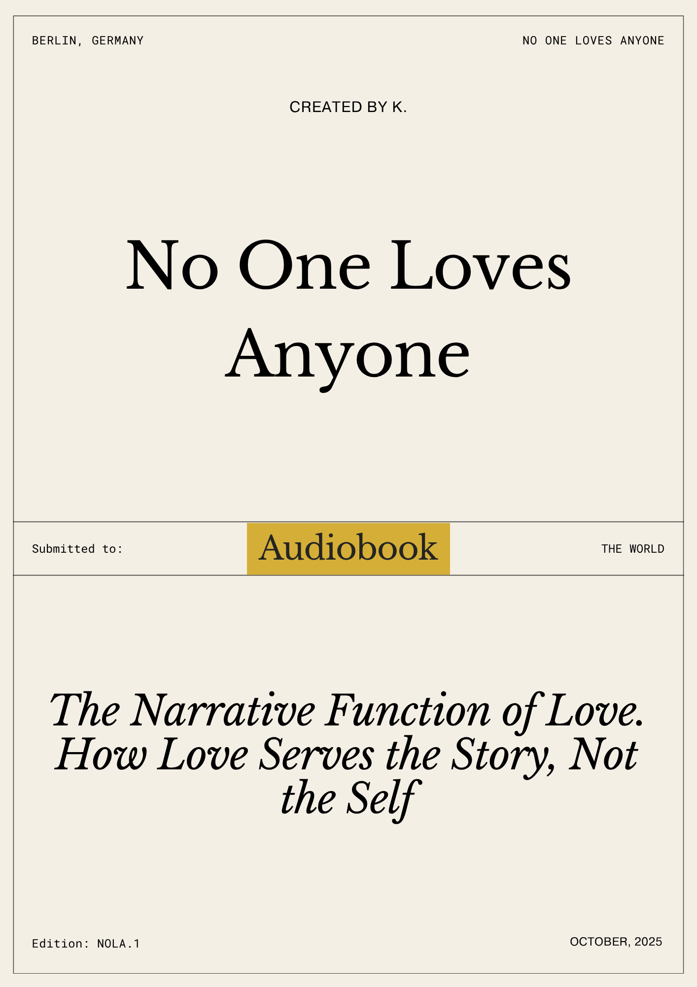 No One Loves Anyone - Audiobook